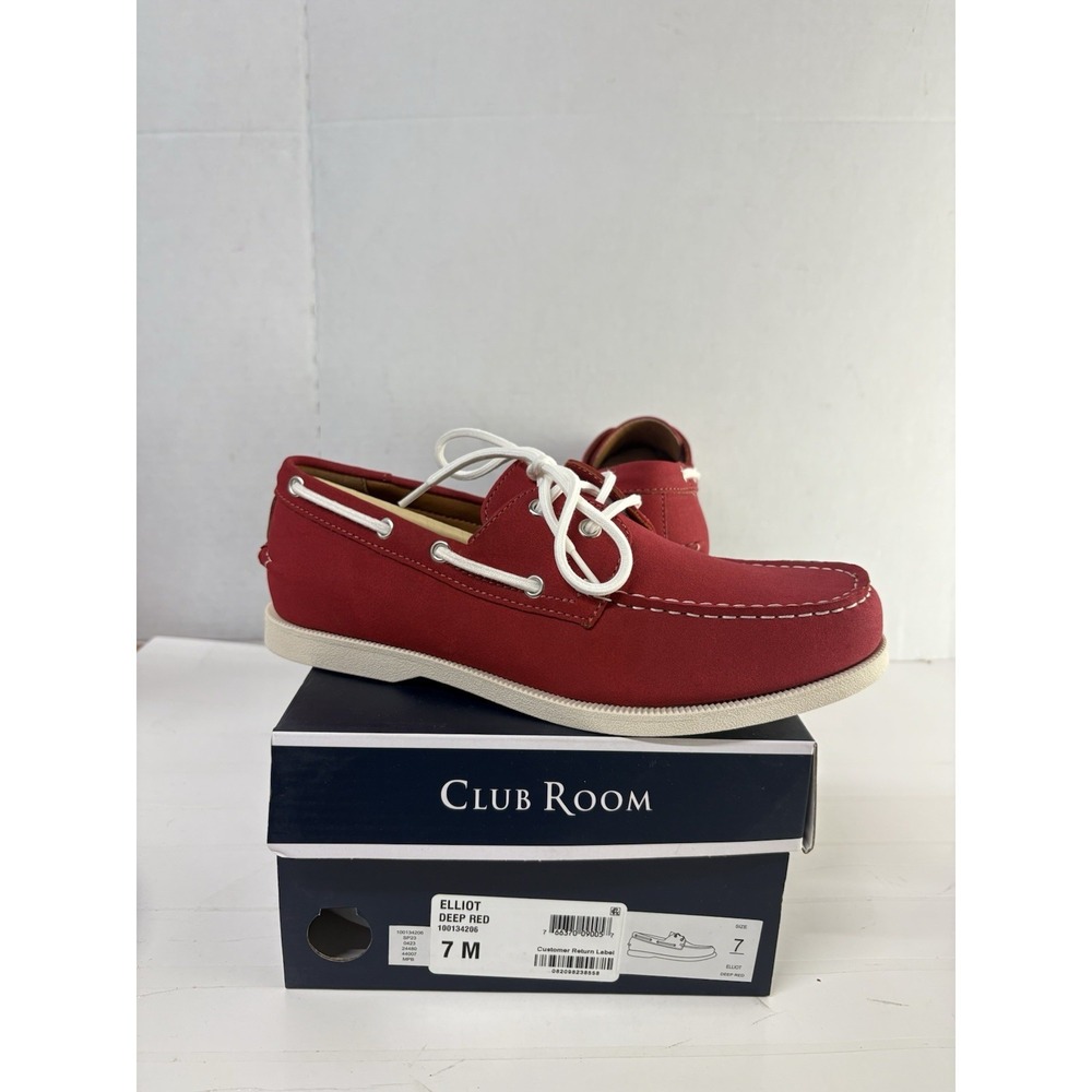 Club Room Men's Red Comfort Elliot Round Toe Lace-Up Boat Shoes Size 7M